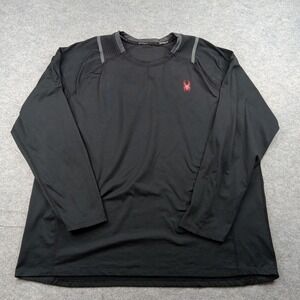 Spyder Shirt Mens XL Black Active Long Sleeve Raglan Stretch Athletic Top Gym